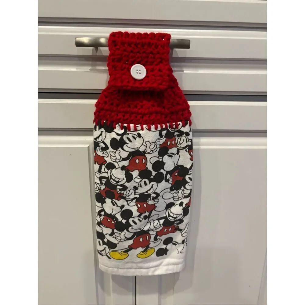Crochet Top Kitchen Towel-Lots of mickeys